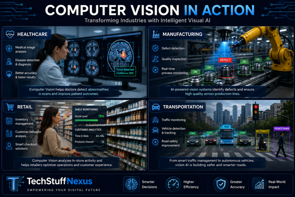Computer Vision applications in healthcare, manufacturing, retail, and transportation
