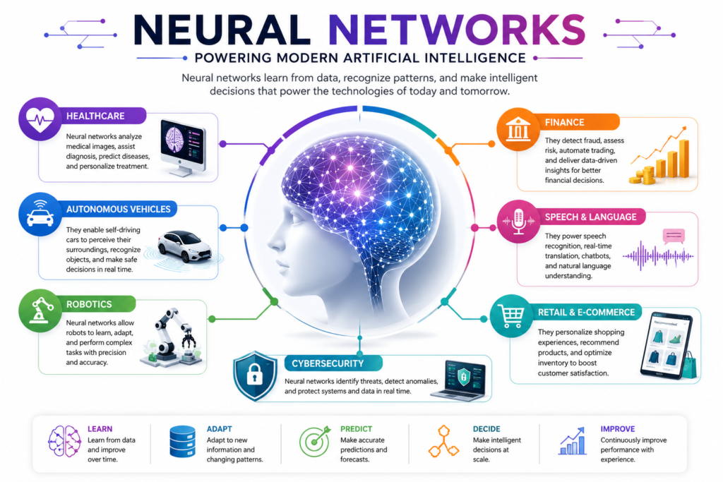 Neural Networks powering modern Artificial Intelligence across healthcare, finance,