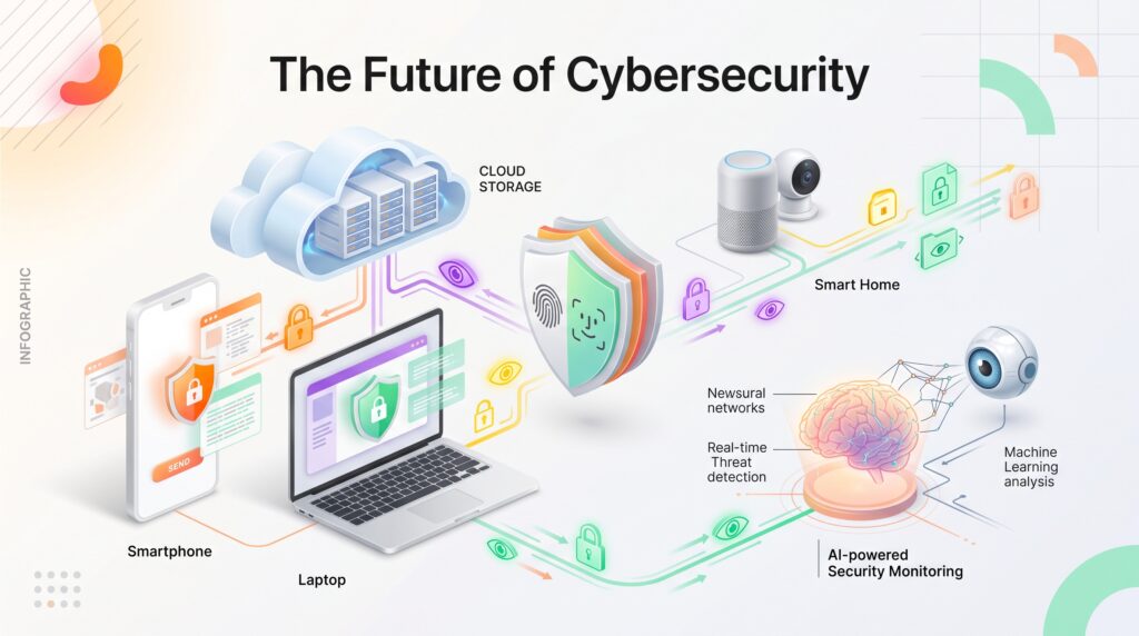 Future cybersecurity technologies protecting connected devices and digital information