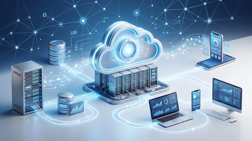 How cloud computing works through the internet and remote servers