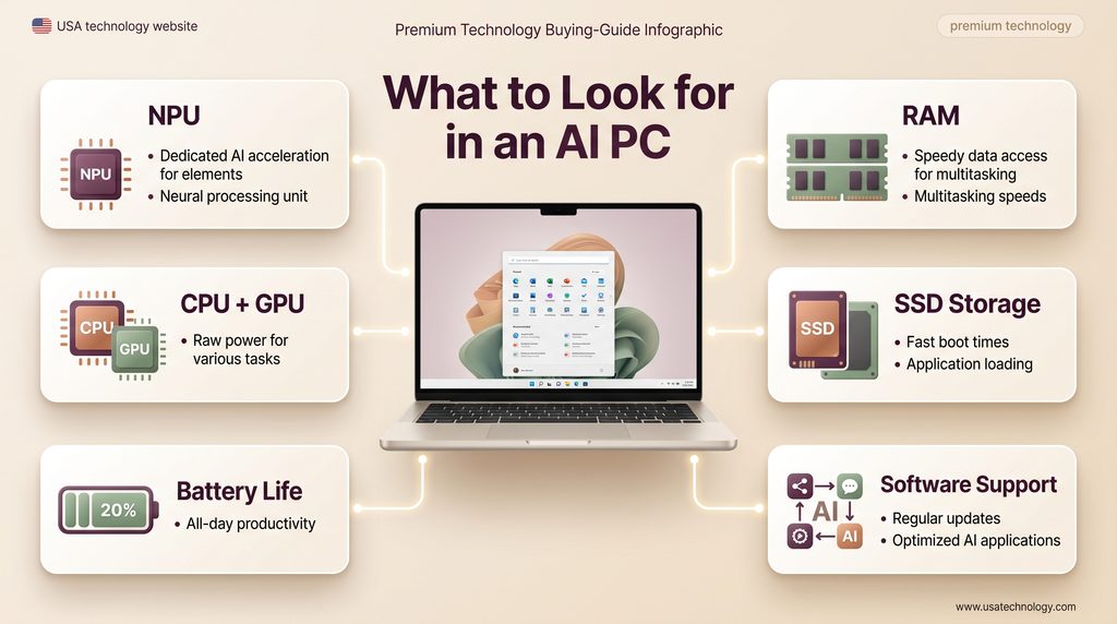 AI PC buying guide NPU RAM CPU GPU and battery life
