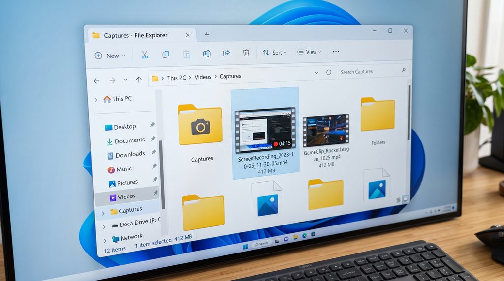 Windows 11 screen recording saved in Captures folder