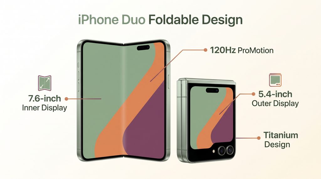 iPhone Duo foldable design with 5.4 and 7.6 inch displays