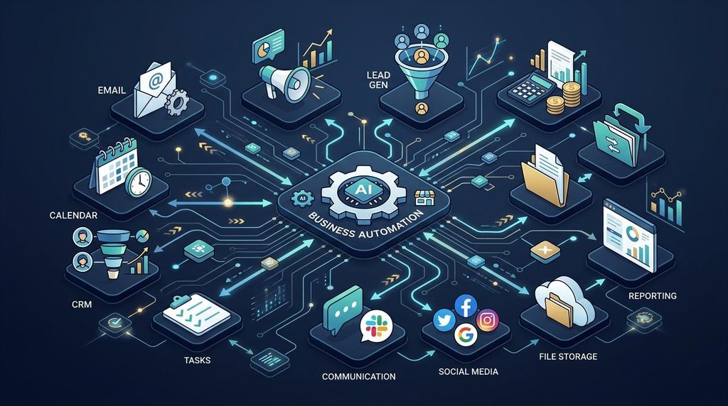 AI automation applications in customer support, marketing, sales, and document processing