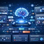 AI automation connecting digital workflows and business applications in 2026